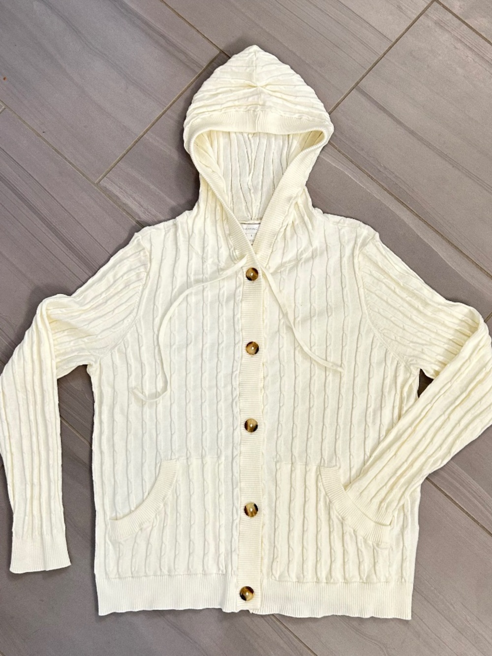 Super soft cream hooded cardigan, size large